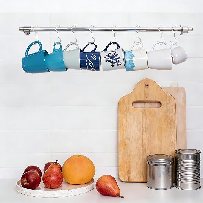Heavy Duty S Hooks for Hanging with Lock, 4.72 Inch Metal Screw Hooks for Plants, Kitchen Utensils, Bags, Towels, and Outdoor Storage, Plant Hangers and Hanging Hooks (White, 10 pcs)