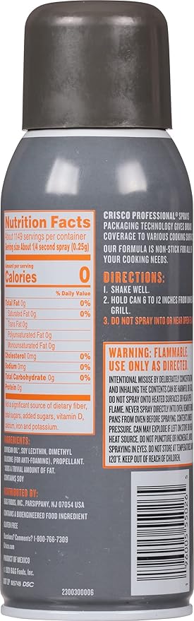 Crisco Cooking Spray, No-Stick | Grill Master | 12 Ounce | Pack of 2