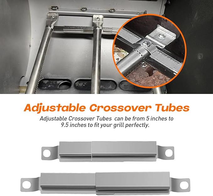 Grill Replacement Parts for Oklahoma Joe's Longhorn Combo 3-Burner Charcoal/Gas Smoker, Heat Plate Shield 1767017 1767054 16202046 Grill, Grill Parts Burner Tube & Crossover Tubes for Oklahoma Joe