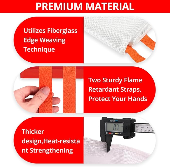 SecuCaptain Emergency Fire Blanket for Home and Kitchen - 6 Pack 40"x40" Flame Suppression Fiberglass Fire Blankets for House Camping Car Warehouse Office Emergency Survival Safety