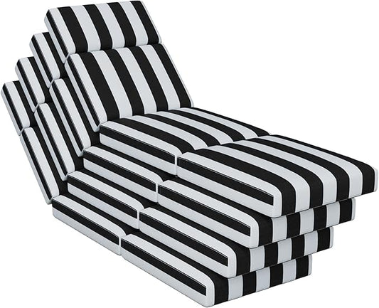 4 Pcs Chaise Lounge Cushions Outdoor, 80 x 26 x 4 Inch Lounge Chair Cushions for Outdoor Furniture - Waterproof Lounge Patio Replacement Cushion, 4In Fade-Resistant ThickPatio Chaise Lounge Cushion