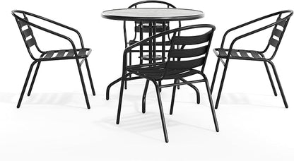 Flash Furniture 31.5 in Aluminum Round Table, Black | Durable Construction, Commercial Use