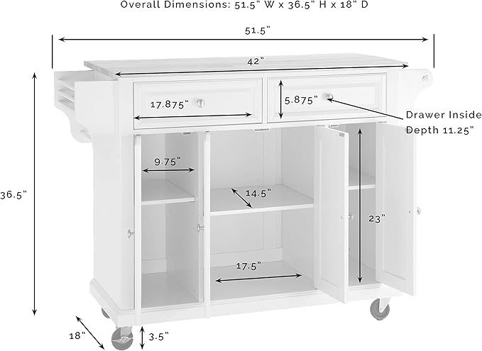 Crosley Furniture Full Size Stone Top Rolling Kitchen Island Storage Cart, Microwave Stand, Spice Rack, Cherry