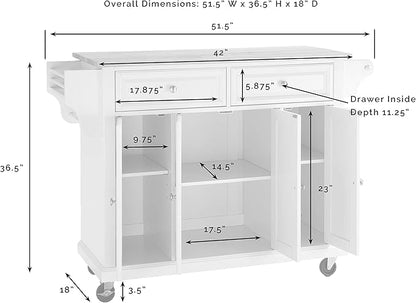 Crosley Furniture Full Size Stone Top Rolling Kitchen Island Storage Cart, Microwave Stand, Spice Rack, Cherry