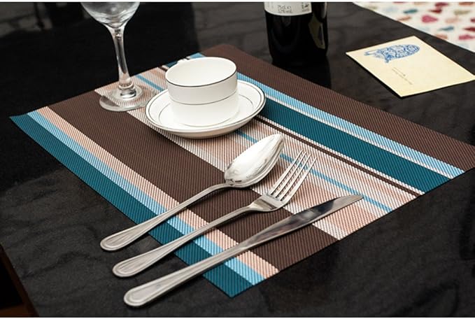 Zupro Placemats Set of 4 Washable Heat-Resistant Non Slip Braided Table Mats Woven PVC Vinyl Kitchen Place Mats for Everyday use or Dinner Parties BBQs Indoor and Ourdoor Use.18"x12"(Brown)