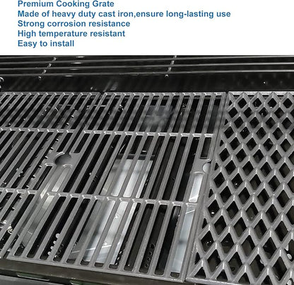 Uniflasy 70-01-911 70-02-614 Grill Grates for Dyna Glo DGH450CRP DGH450CRP-D DGF493BNP DGH474CRP DGH485CRP Grill Replacement Parts 4 Burner 3pcs Cast Iron Grate