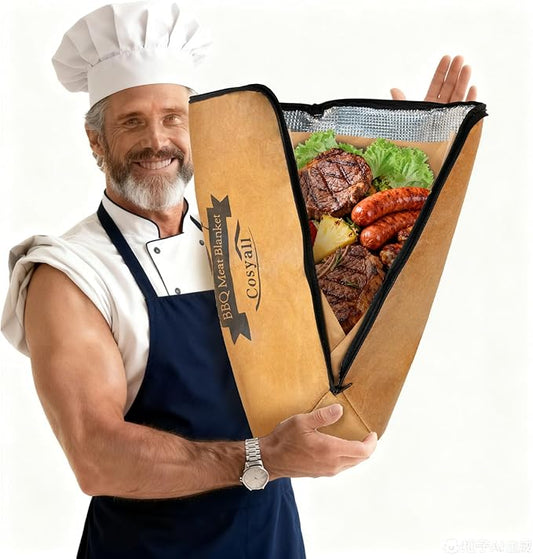 BBQ Blanket for Resting Meat,Smoker Meat Resting Blanket,Reusable Smoker Grilling Meat Insulated Resting Bag with Wide Mouth for Large Brisket/Beef/Pork Shoulders/Turkeys (BBQ Blanket 21in)