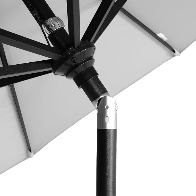 California Umbrella 12-Year-Non-Fading, 9Ft Premium Sunbrella Patio Umbrella, Hand-Crank, Button-Tilt, Black Frame, Granite Fabric