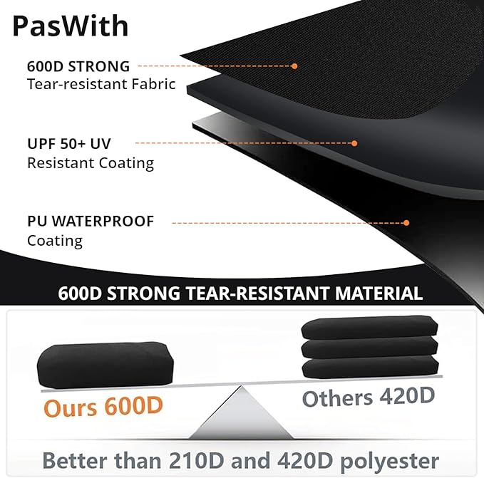 PasWith Grill Cover for Pit Boss 820 Deluxe/Pro 850,[900D Strong Tear-Resistant] Rip-Proof Pellet Smoker Cover for Pitboss,Waterproof Grill Cover for Pit Boss Pro Series 820/850,Competition 820/850