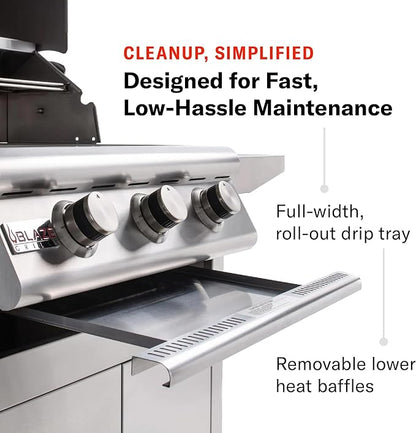 Blaze Prelude LBM Built-In Natural Gas Grill | 25-Inch 3-Burner BBQ with 42,000 BTUs | 304 Stainless Steel Construction | Flame Stabilizing Grids | BLZ-3LBM-NG