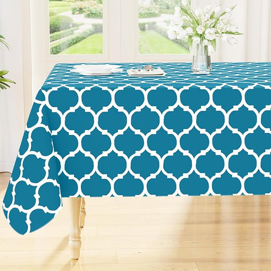 Smiry Rectangle Table Cloth Cover, Waterproof Vinyl Tablecloth with Flannel Backing for Rectangle Tables, Wipeable Spillproof Plastic Tablecloths for Dining, Camping, and Indoor (60"x102", Teal)