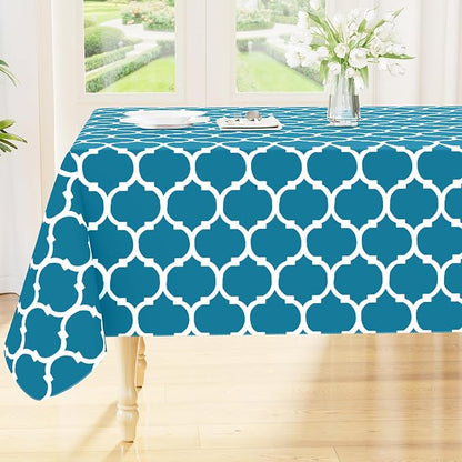 Smiry Rectangle Table Cloth Cover, Waterproof Vinyl Tablecloth with Flannel Backing for Rectangle Tables, Wipeable Spillproof Plastic Tablecloths for Dining, Camping, and Indoor (60"x120", Teal)