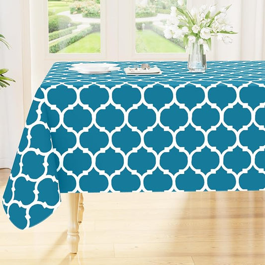 Smiry Square Table Cloth, Wipeable Spillproof Plastic Tablecloths for Dining, Waterproof Vinyl Tablecloth with Flannel Backing for Square Tables, Camping, Outdoor and Indoor (70"x70", Teal)