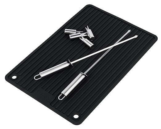 Ozeri BBQ and Grill Utensil Holder Mat Set,Black