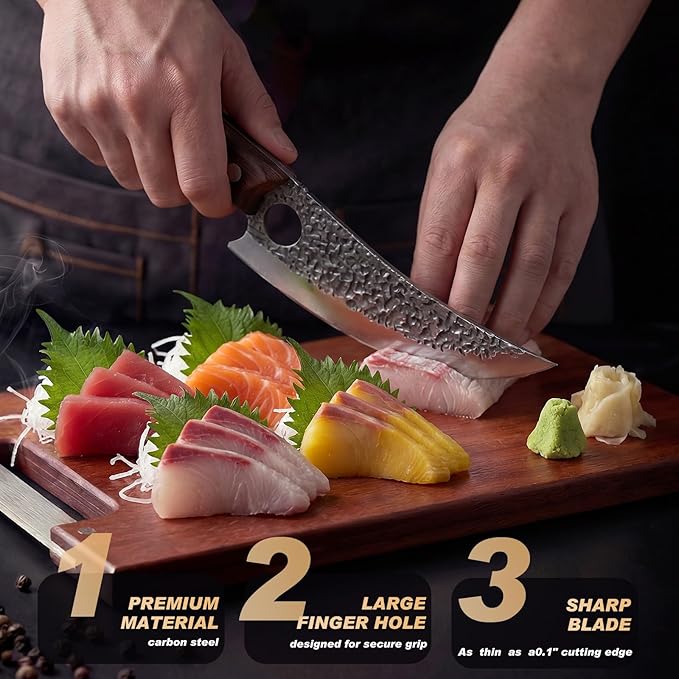 Viking Knife, Butcher Knife Hand Forged Boning Knives, Japanese Paring knives Kitchen Chopping for Meat Cutting Chefs Cleaver Camping Cooking, BBQ, Gifts for Men