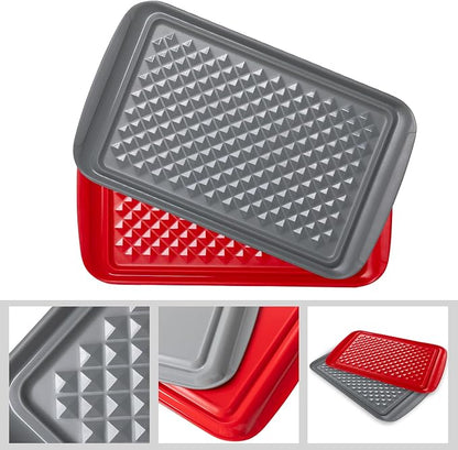 Grilling Prep and Serve Trays, BBQ Tray for Raw and Cooked Food, Melamine Serving Platter/Tray for Food, Set of 2, Great Gift for Father's Day and BBQ Lovers,Perfect for Everyday Use