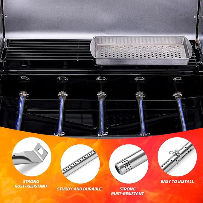 Grill Parts Replacement for Charbroil 5 Burner 463448021 463229521 463229021 463466522 463455021, G325-0002-W1 Heat Plate, G327-2100-W1 Stainless Steel Burner 463451022 463284022 Gas Grill, Igniter
