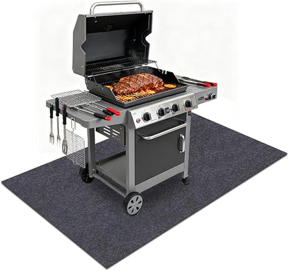 Gas Grill Mat，36" x 60" Premium BBQ Mat—Protects Decks and Patios from Grease Splashes,Soft Absorbent Material-Contains Grill Splatter，Anti-Slip and Waterproof Backing，Washable