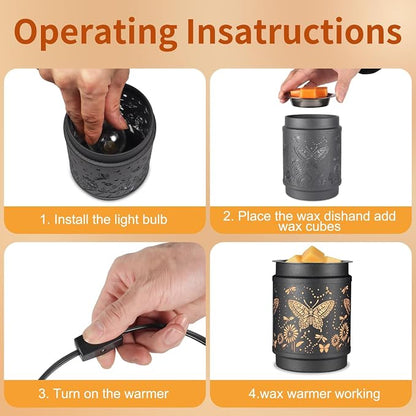 kobodon Butterfly Wax Melt Warmer Metal Wax Warmer for Scented Wax | Electric Fragrance Candle Oil Burner 2 in 1 Wax Melts as Gifts for Moms Grandma Women Girls