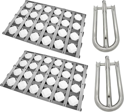 18.125" Grill Burners Grill Briquette Tray for Alfresco ALX2-30C, ALX2-42C, ALX2-42RFG, ALX2-56, ALX2-56BFG, BBQ Pipe Tubes Ceramic Briquettes Grill Replacement Parts Stainless Steel