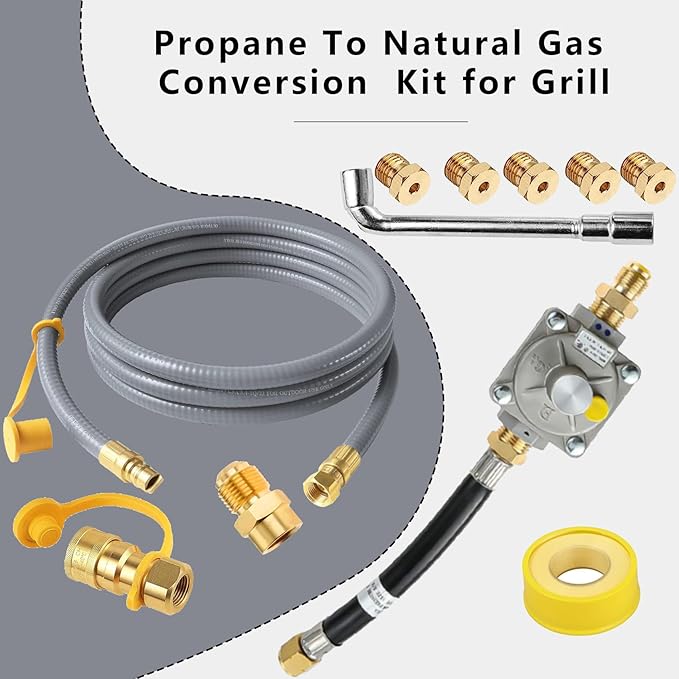 MIV Upgraded 10ft Upgraded Propane to Natural Gas Conversion Kit for Weber Genesis, Genesis II, Spirit, Spirit II Grills, Natural Gas Hose with Regulator for Genesis, Genesis II, Spirit