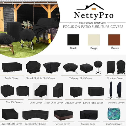 NettyPro Deck Box Cover Outdoor Waterproof Storage Bench Cover for Rectangular Deck Box, 50 x 21 x 23 inch, Black