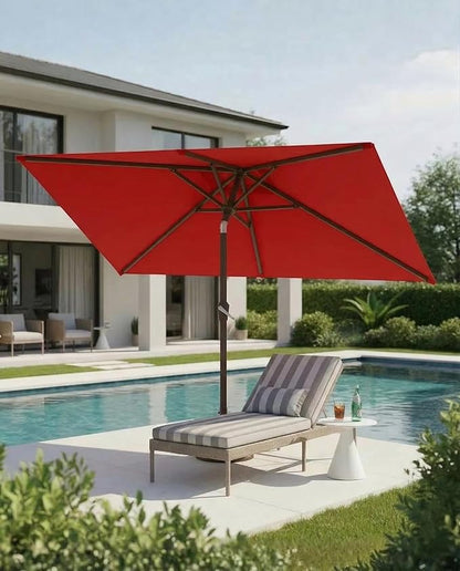 6.5x10FT Patio Umbrella, Outdoor Umbrella with Push Button Tilt and Crank, 8 Sturdy Ribs, UV Protection & Waterproof Market Umbrella for Pool, Backyard, Beach,Deck (Red)