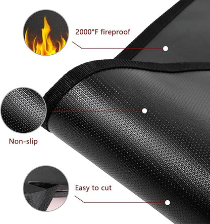 RONGTAI 36" x 48" Heat Resistant Under Grill Mats, Fireproof Waterproof Deck Patio Protector, Reusable Oil-Proof Square BBQ Mat for Outdoor Grill, Stove