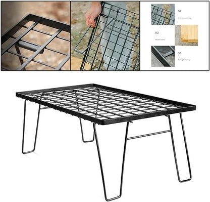 Portable Outdoor Folding Table with Charcoal Grill Plate Multifunctional Camping BBQ Grill Rack for Beach Garden Picnic, Portable Charcoal Grill for BBQ & Barbecue Grill Side Table,A-1