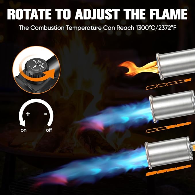 Propane Torch Weed Burner with Hose Kit | Adjustable Flame Weed Torch, Detachable Handle, Piezo Trigger Self Igniting for Garden, Wood, Ice(Propane Tank Not Included)