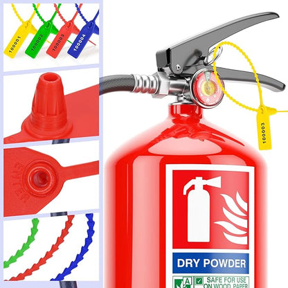 1000 Pcs Plastic Tamper Seals Fire Extinguisher Tags Security Tags Seals Safety Numbered Zip Ties Labels Safety Disposable Self Locking Signage 250 mm Length (Colorful)
