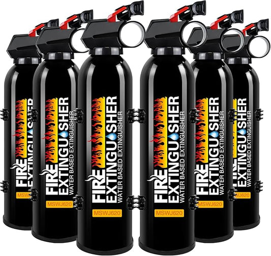 Fire Extinguishers with Mount Bracket - 6 Pack Small Portable Fire Extinguisher for Home, Kitchen, Car, Boat, RV, Vehicle - 620ml Water-Based Fire Extinguisher for Class A, B, C, K Fire