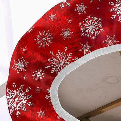 Red Snowflake Oval Fitted Table Covers, Christmas Polyester Elastic Edged Cloths, Wrinkle Resistant Tablecloth for Indoor Family Banquet and Outdoor Patio Use, Fits to 48x68 in Tables