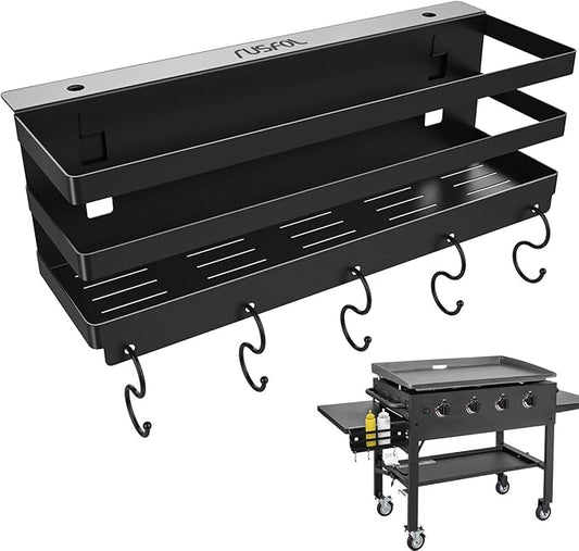 Upgraded Stainless Steel Griddle Caddy for 28"/36" Blackstone Griddles, with a Allen Key, Space Saving BBQ Accessories Storage Box, Free from Drill Hole&Easy to Install