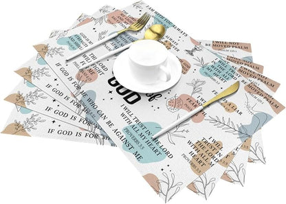 Christian Placemats Set of 4, God Table Place Mats for Kitchen | Washable Decorative Place Mats Holiday Party Farmhouse Decor Religious Happy Easter Day 12"x18"