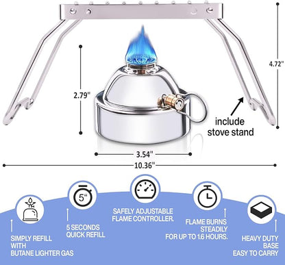 BLUEFIRE Butane Portable Countertop Butane Burner for Tabletop Coffee Siphon Syphon/w Furnace Stand Espresso Maker Chafing Soup Tureens Fondue Bunsen