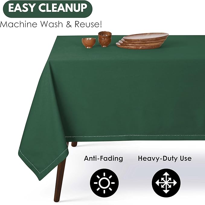 Tablecloth 100% Cotton 60"x84" Decorative Rectangle Washable Table Cloths Cover for Gifts, Home, Buffet, Wedding, Restaurant, Party - Olive Green