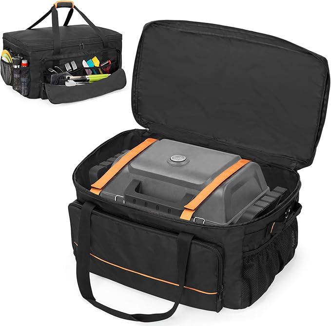 HODRANT Grill Carry Case Compatible with Char-Broil Grill2Go X200 Portable Propane Gas Grill, 1-Burner Grill Cover Bag with Multi Storage Pockets for Outdoor Grill Tools & Accessories, Only Bag