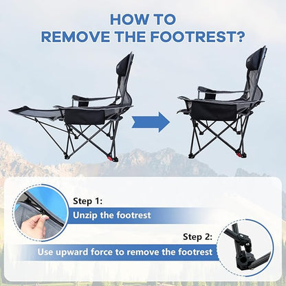 2-Pack Reclining Camping Chair 4 Position with Foot Rest Comfortable for Adults 265Ibs Folding Lounger Mesh Beach Chair with Cooler Bag and Cup Holder for Outdoor Patio