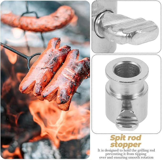 SUPVOX Rotisserie Spit Rod Stop Grill Rod Fixator Rotisserie Balance Holder Grill Rack Spit Balance Bolt Accessory for Gas Smooth Rotation 0.98 X 0.74 X 0.70 in