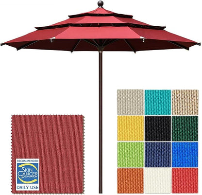 EliteShade USA 10-Year-Non-Fading 11ft 3-Tier Market Patio Umbrella, Commercial Grade Outdoor Table Umbrella with Cylinder Push-Up, Windproof & UPF 50+ UV Protection, Heavy Duty Ventilation for Garden, Deck, Pool, Backyard, Beach & Bistro, Burgundy