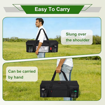 24" BBQ Tool Storage Bag with Pockets, Grill Tool Organizer- Heavy-Duty Storage Bag Waterproof 600D Oxford, Folding Design Gift for Camping, Tailgates, Outdoor BBQ Parties (24" Lx8 Wx8 H)