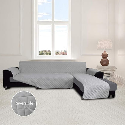 Easy-Going Sofa Slipcover L Shape Sofa Cover Sectional Couch Cover Furniture Protector Mat for Pets Dog Cat (Large,Light Gray/Light Gray) | Soft Sofa Slipcover For Dogs, Fits Left/Right Chaise Lounge Protector, Water Resistant Mat For Living Room