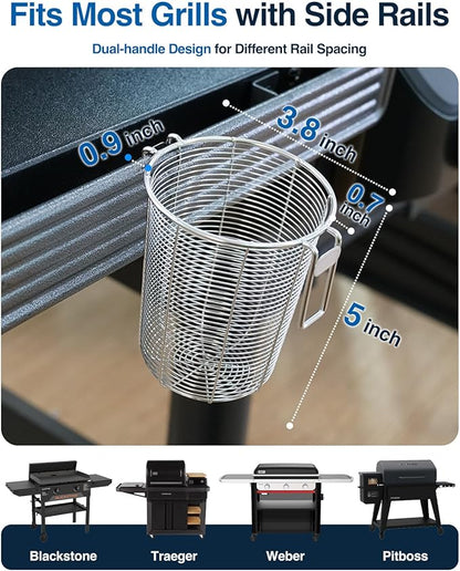 Griddle Caddy for Blackstone Prep Cart, Space Saving Organizer for Weber & Traeger Grill Cart, Tool Holder & Condiment Storage with 2-Handles for Grill Accessories, 1 Pack (Large)