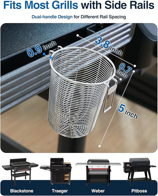 Griddle Caddy for Blackstone Prep Cart, Space Saving Organizer for Weber & Traeger Grill Cart, Tool Holder & Condiment Storage with 2-Handles for Grill Accessories, 2 Pack (Large)
