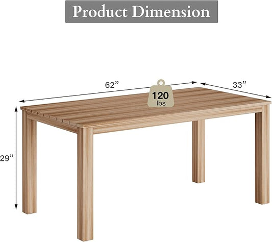 FansaFurn All-Weather Aluminum Outdoor Dining Table, Modern Rectangle Patio Dining Table for Balcony Garden, Brown