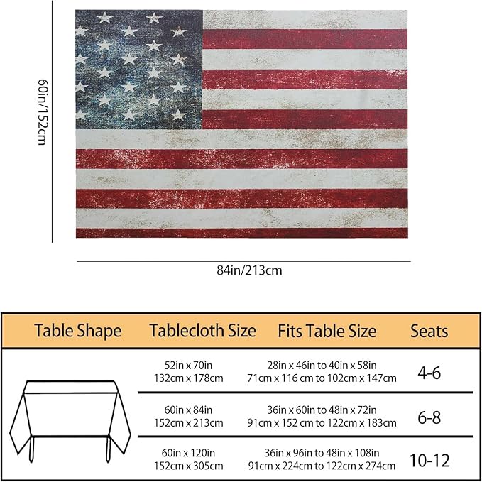 TKS MITLAN National Flag Tablecloth Decor Patriotic Vintage Classic Graffiti Table Cloth Dining Room Kitchen Table Cover 60" X 84" Oblong/Rectangle