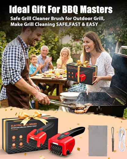 Electric Grill Brush-Bristle-Free Spinning-Grill-Cleaning-Brush-Outdoor-Automatic-BBQ-Grill-Cleaner with LED,Dual-Speed Motor,4500mAh Rechargeable Motorized Power Barbecue Safe Heavy Duty Tool