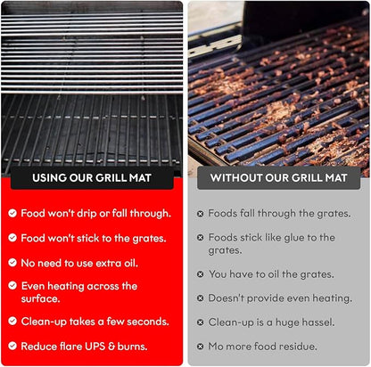 Grill Magic BBQ Grill Mat Set of 3-100% Nonstick Large Grilling Sheets - Heavy Duty Cooking Mats for Outdoor Grill Charcoal, Gas or Electric - Reusable, Extra Thick and Easy to Clean - 15.75 x 13
