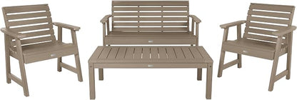highwood Weatherly 4-Piece Garden Conversation Set, Woodland Brown